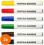 KOH-I-NOOR Set 2 x Marker Textil Gros, 6 Culori, Koh-I-Noor (HOK-2xKH-K3205-06)