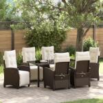 vidaXL 7 db-os Kerti Étkező Szett Barna Poly Rattan (3380432)