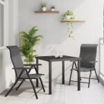 vidaXL 3 darabos Kerti Étkező Szett Szürke Poli Rattan (3379275) - vidaxl
