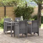 vidaXL Kertiszék 4 db Világosszürke Poli Rattan (847483)