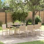 vidaXL 9 darabos kerti étkezőszett bézs poly rattan (3365401)