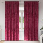 vidaXL Bársonyfok 2 db pálcával Burgundi vörös 245x140 cm (4107681)