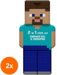 Air Val Set 2 x Gel Dus si Sampon Air Val Minecraft, Figurina 2D Steve, 400 ml (ROC-2xAIRVAL00162)