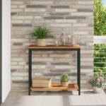 vidaXL Kültéri Asztal Természetes és Fekete 35x80x75 cm Szilárdfa és Acél (4010606)