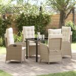 vidaXL 5 Darabos Kerti Étkezőszett Párnákkal Bézs Poly Rattan (3380506) - vidaxl