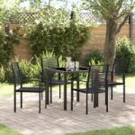 vidaXL 5 részes Kerti Étkező Készlet Fekete PVC Rattan (3379164)