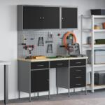 vidaXL 8 részes munkaszekrény és pegsor szett fekete MDF-ből és fémből (3321464)