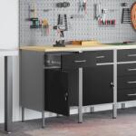 vidaXL Munkaasztal 2 db Fekete és Szürke Mérnöki Fa és Acél (3321360)