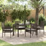 vidaXL 5 Darabos Kerti Étkezőszett Párnákkal Barna Polyrattan (3379872)
