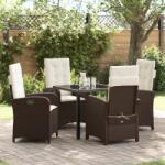vidaXL 5 darabos Kerti Étkezőszett párnával Barna Poly Rattan (3380268)