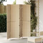 vidaXL 4 Paneles Bélésosztó Összecsukható Bézs 196x180 cm Poli Rattan (42003675)