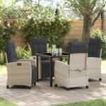 vidaXL 5 Darabos Kerti Étkező Szett Világosszürke Poli Rattan (3380457) - vidaxl
