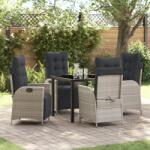 vidaXL 5 darabos kert étkező szett világosszürke poli rattan (3380569) - vidaxl