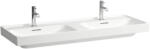 Laufen Meda porcelán dupla mosdó 130x46 cm 2 csaplyukkal és túlfolyó nélkül, LCC bevonattal, fehér H8141124001111 (H8141124001111)