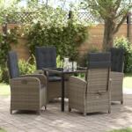vidaXL 5 Részes Kerti Étkező Szett Párnákkal Szürke Poly Rattan (3380275)