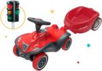 BIG Szett bébitaxi autó Next Bobby Car BIG piros ovális utánfutó és közlekedési lámpa 12 hó-tól (BIG56230-4)