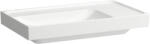 Laufen Meda porcelán aszimmetrikus mosdó 80x46 cm csaplyuk és túlfolyó nélkül, balos/fehér H8171160001121 (H8171160001121)