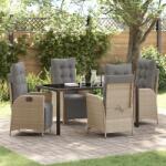 vidaXL 5 darabos kert étkező szett krémbézs poly rattan (3380564) - vidaxl