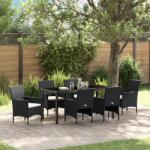 vidaXL 7 Darabos Kerti Étkező Készlet Fekete Poli Rattan (3379727) - vidaxl