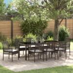 vidaXL 9 részes Kerti Étkező Szett Párnákkal Barna Polyrattan (3379876) - vidaxl