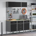 vidaXL 8 darabos munkapad szett fekete acélból (3321444)