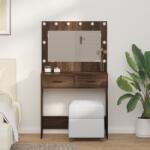 vidaXL Sminktükör LED Világítással Barna Tölgy 78, 5x41x135 cm (865034)