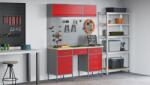 vidaXL 8 Darabos Munkaszekrény és Pegboard Készlet Piros MDF-ből és Fém (3321469)