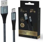 Extralink USB-A apa - USB-C apa Adat- és töltőkábel 1.2m - Fekete (CABESL08) (CABESL08)