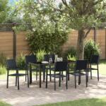 vidaXL 7 részes kerti étkező szett fekete poly rattan (3379153) - vidaxl