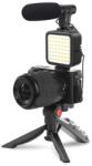 PLATINET Vlog kit, tripod állvány+mikrofon+LED videolámpa+mobiltartó (PMVG4IN1) (PMVG4IN1)