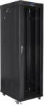 Lanberg FF01-6042-12BL 19" 42U SZÉL: 600mm MÉLY: 1000mm MAG: 2097mm lapraszerelt LCD üvegajtós fekete rack szekrény (FF01-6042-12BL) (FF01-6042-12BL)