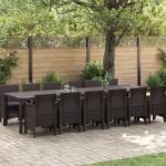 vidaXL 13 részes Kerti Étkező Szett párnákkal Barna Poly Rattan (3378780)