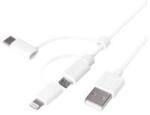 LogiLink CU0126 USB-A - Micro USB + Lightning + USB-C (apa - apa) kábel 1m - Fehér (CU0126) (CU0126)