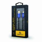 Gembird USB-A apa - Mikro USB 90° apa Adat és töltő kábel - Kék (1m) (CC-USB2J-AMMBML-1M-B) (CC-USB2J-AMMBML-1M-B)