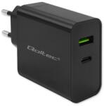 Qoltec 52378 Super Quick 1x USB Type-C / 1x USB Type-A Hálózati töltő - Fekete (45W) (52378) (52378)