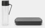 Brabantia Make & Take Break Set 2db-os szett vizespalack (500 ml) és lapos ételhordozó doboz (1100 ml), BPA mentes műanyag, sötétszürke - 206689 (206689) (206689)
