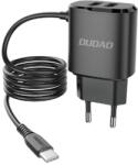 Dudao A2Pro 2x USB-A hálózati töltő + USB-C kábel fekete (6970379610299) (A2ProEU) (A2ProEU)