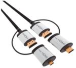 Platinet Kábel HDMI v1.4, 1, 5m miniHDMI és microHDMI adapterrel, fekete (OCHBA1G) (OCHBA1G)