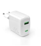SBS Puro GaN USB-A / USB-C Hálózati töltő - Fehér (65W) (PUFCMTCUSBAC65WGWHI) (PUFCMTCUSBAC65WGWHI)