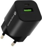everActive SC-390B USB-A / USB-C Hálózati töltő - Feketee (30W) (SC-390QB) (SC-390QB)