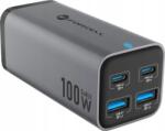 Forcell F-Energy GaN III VT-49 2xUSB-C + 2xUSB-A asztali töltő, PD, QC4.0, SFC2.0, 5A, 100W, szürke ( )