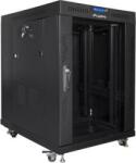 Lanberg 19" szabadon álló rack szekrény 15U/800X1000 üvegajtó, lapraszerelt, LCD kijelző, fekete V2 (FF01-8015-12BL) (FF01-8015-12BL) - xupe