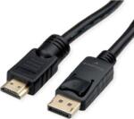 Roline DisplayPort 1.2 kábel HDMI kijelzőhöz - UHD, fekete, 10 m (11.04. 5777) (11.04.5777)