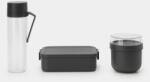 Brabantia Make & Take Breakfast and Lunch Set 3db-os szett, vizes palack + reggeliző tál + közepes méretű ételhordozó doboz, BPA mentes műanyag, sötétszürke - 206740 (206740) (206740)