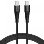SAVIO CL-160 USB-C apa - USB-C apa Adat és töltő kábel - Fekete (2m) (CL-160) (CL-160)