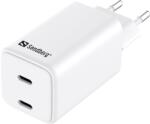 Sandberg 2xUSB-C Hálózati Töltő Adapter 65W - Fehér (AC Charger Dual USB-C PD65W EU) (AC Charger Dual USB-C PD65W EU)