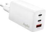 Aqiila Chargebird W3 2x USB-C / 1x USB-A Hálózati Gyorstöltő adapter 65W - Fehér (AQWCW3PBI65W911) (AQWCW3PBI65W911)