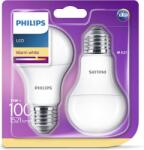 Philips E27 A60 13W 1521 lumen meleg fehér LED gömb izzó 2db/csomag (929001234561) (929001234561)