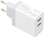Platinet Hálózati 2xUSB töltő 6.8A + USB apa - microUSB apa töltőkábel 1m - Fehér (PLCU2W) (PLCU2W)