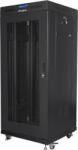 Lanberg 19" szabadon álló rack szekrény 27U/600X600 perforált ajtó, lapraszerelt, LCD kijelző, fekete V2 (FF01-6627-23BL) (FF01-6627-23BL)